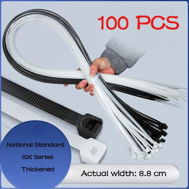Nylon Cable Ties Standard Extended Thickened Plastic Wire Binding 300 400 500 600 8001000 1200 1500 Size Industrial Rolled Strip