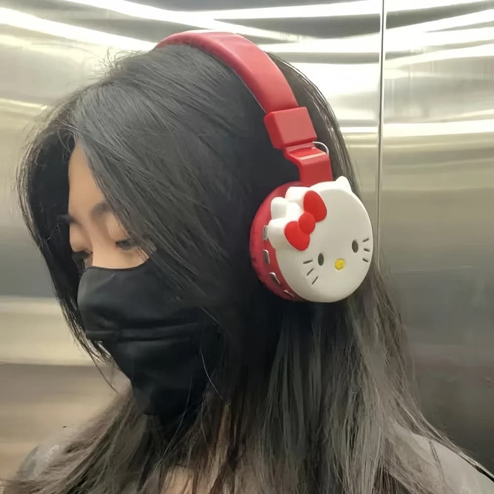 New Hello Kitty Stitch Mickey Cut Headphones Bluetooth Wireless Headphones Anime Cartoon Stereo Headphones Auricolari Fashion Gifts Girl