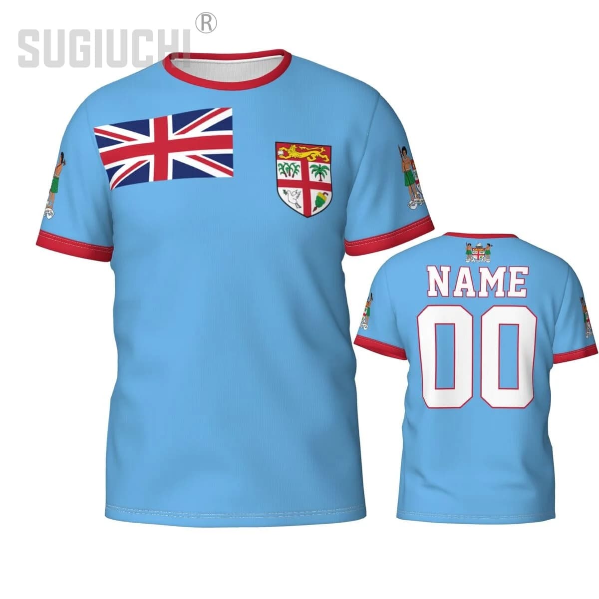 Magliette 3D Personalizzate con Nome, Numero ed Emblema della Bandiera di Fiji per Uomini e Donne, Abbigliamento per Tifosi di Calcio, Regalo per Appassionati
