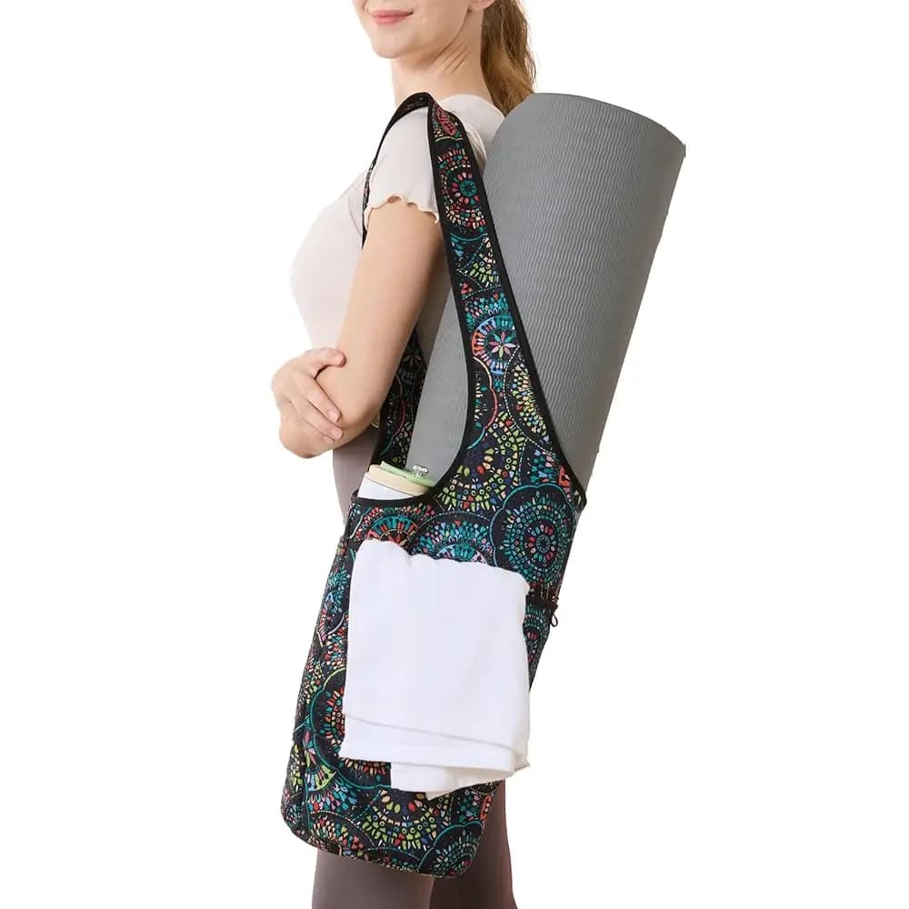 Borsa per Tappetino Yoga – Neoprene, Leggera, Spaziosa, con Ampia Tasca con Cerniera, Ideale per Tappetini da Palestra, Yoga e Fitness
