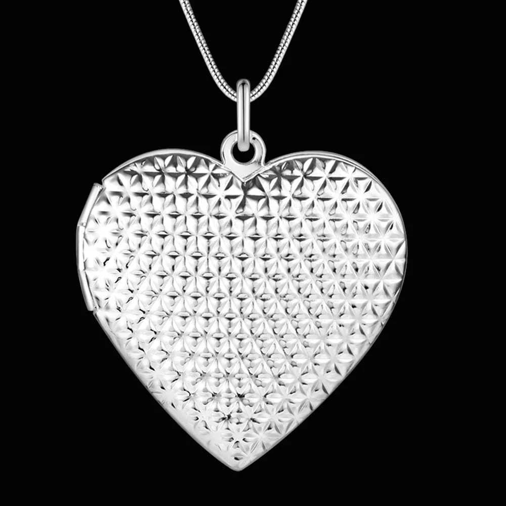 Collana Originale in Argento Sterling 925 con Ciondolo a Cuore Portafoto per Donna, Accessori Moda per Feste e Matrimoni