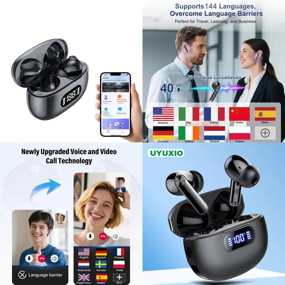 Cuffie di Tendenza OWS Wireless con Traduzione Linguistica AI in Tempo Reale, Auricolari per Viaggi con 144 Lingue Online