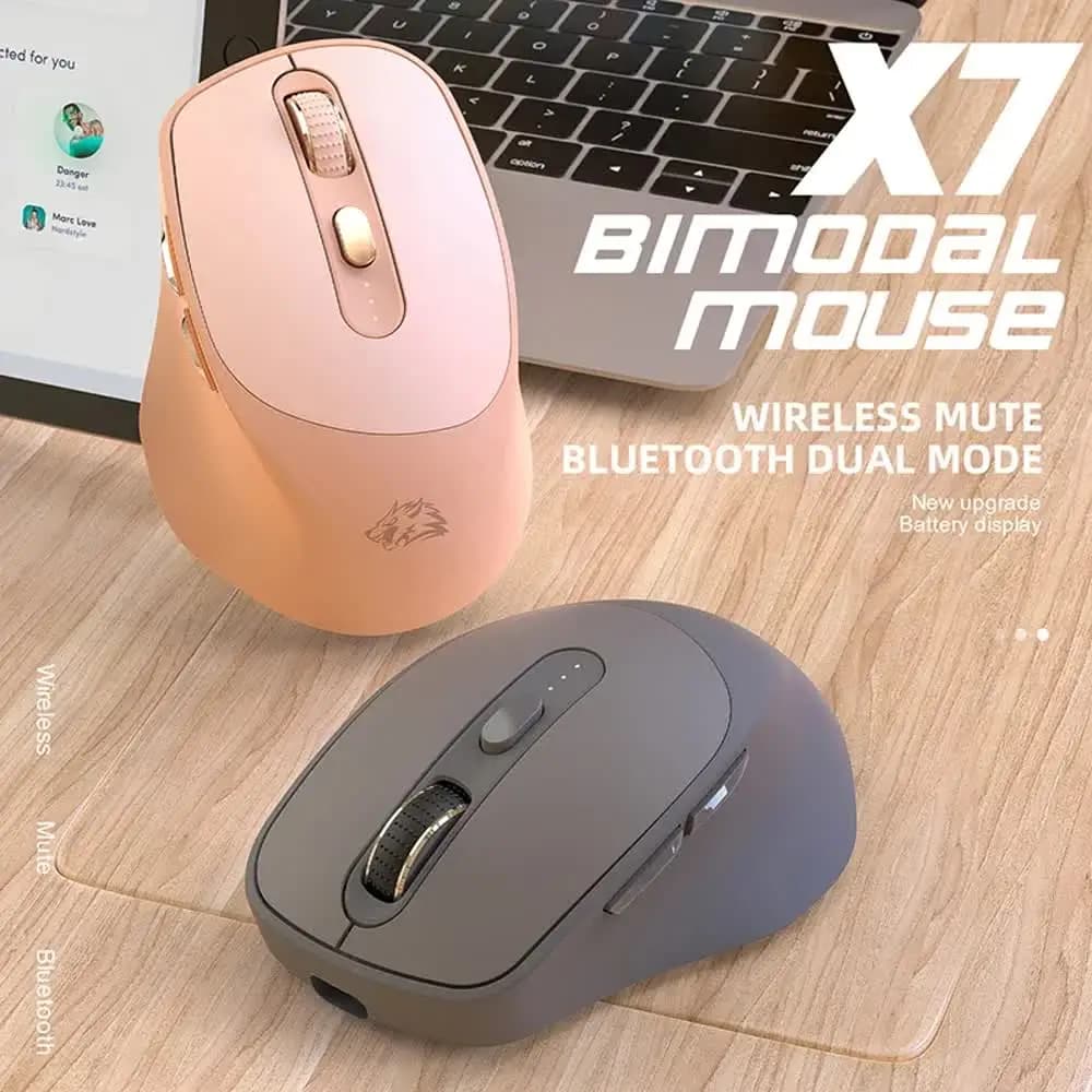 Free Wolf X7 Silent Mouse 4000dpi Power Display Wireless Bluetooth Dual Mode ricaricabile Office Game Laptop Desktop periferiche