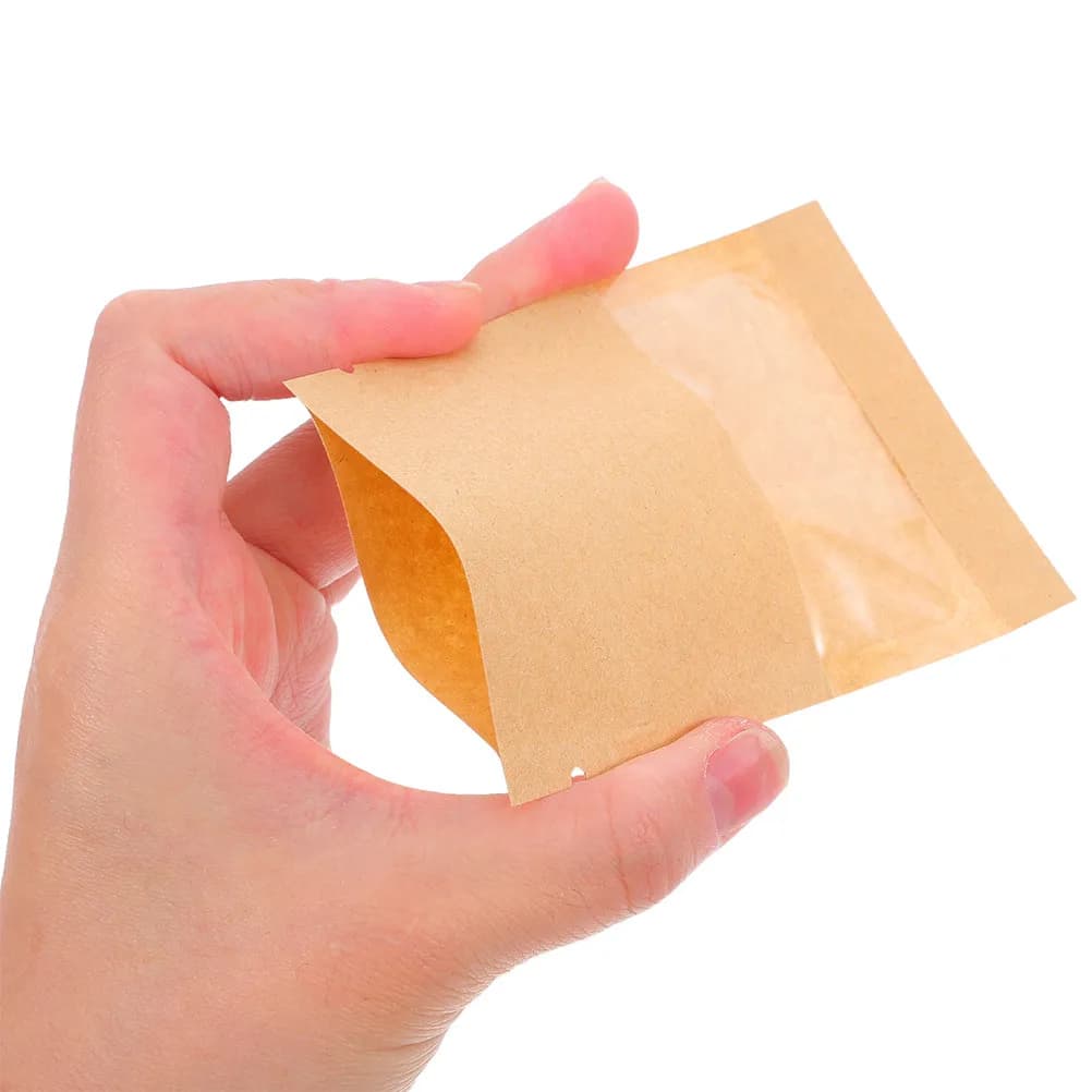 100Pcs Seed Envelope Bags Kraft Paper Small Reusable with Clear Window for Seeds Storage Gardening Organizer Flower Vegetable