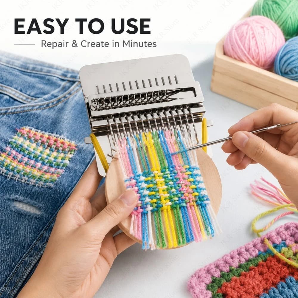 1Pc Knitting Tools Small Frame Small Loom Hand Tapestry Wood Loom Weaving Frame Darning Machine For Mending Clothes and Jeans