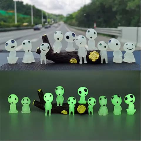 Bambola con luce notturna 3D in miniatura Paesaggio natalizio Bambola Decorazione per la casa Regalo Soggiorno Decorazione della stanza di Halloween Elfo luminoso