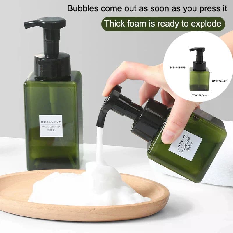 Flaconi Ricaricabili per Detergente Viso Schiumogeno, Sapone Mani, Shampoo, Gel Doccia, Dispenser Schiumogeno per Mani