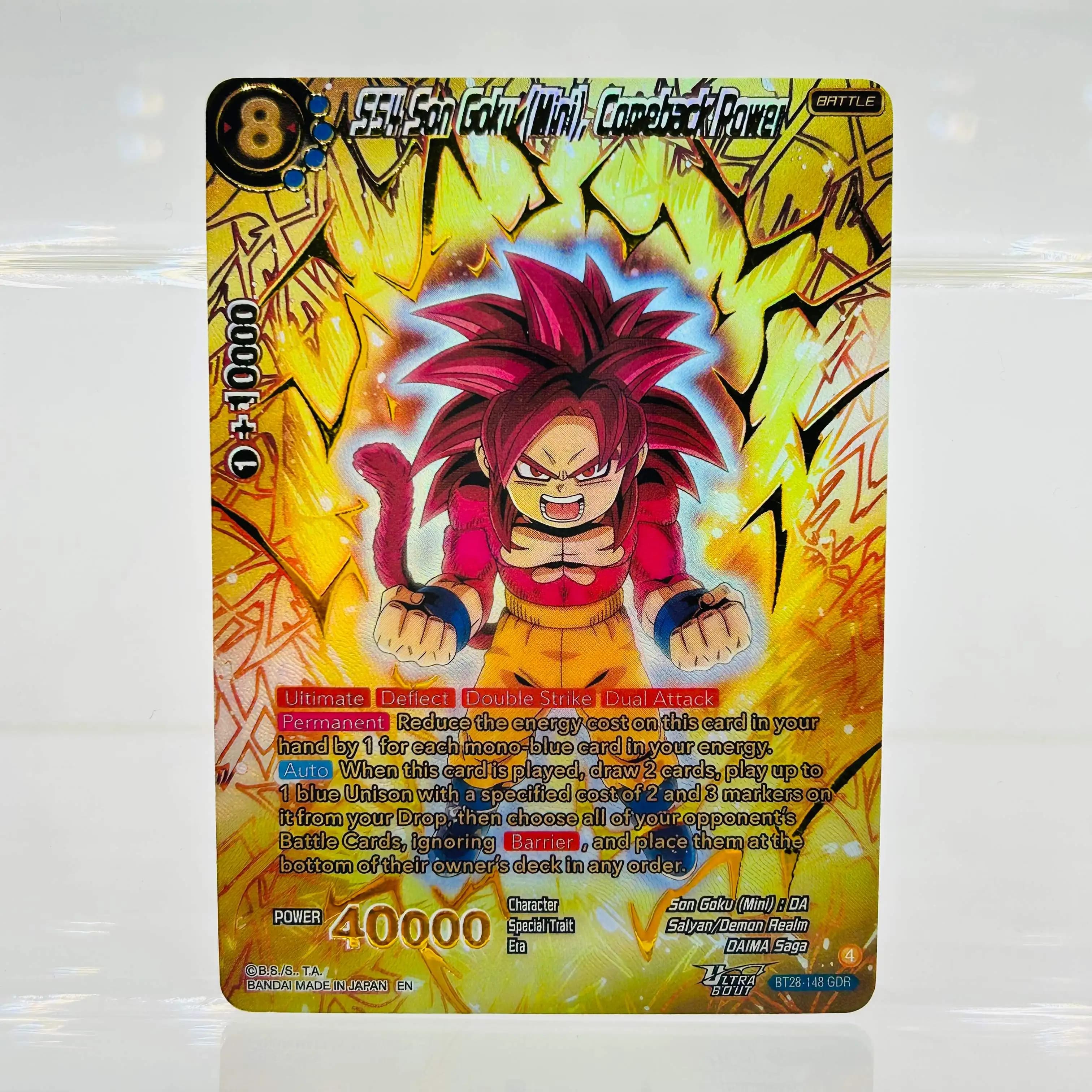 2025 Dragon Ball Super TCG BT28-146 GDR SS4 Son Goku Mini Gold Foil Texture 10 Gem Mint DBZ Carta Collezionabile