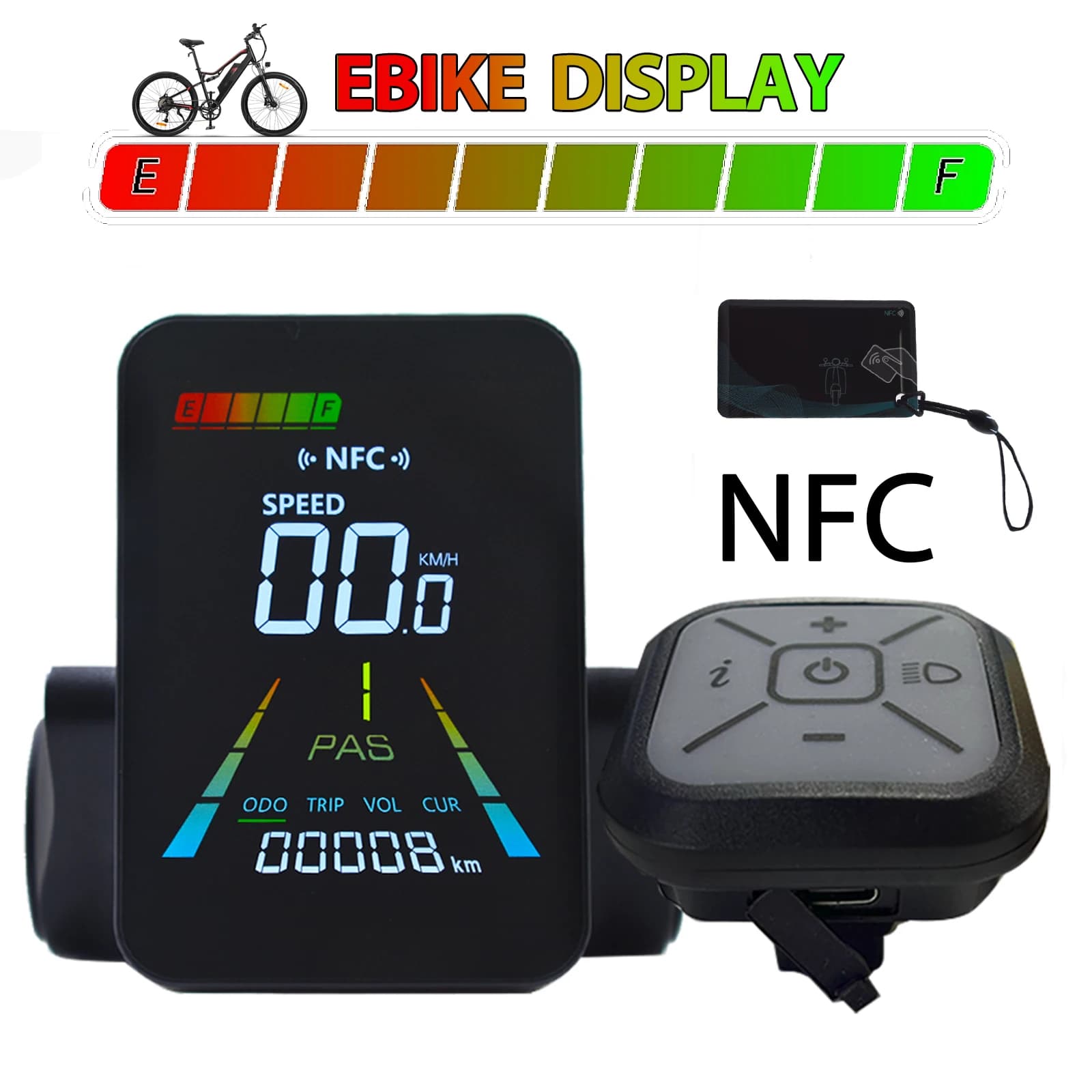 F3【UART2】Indirizzo sullo schermo NFC Fatbike E Bike Display LCD Tachimetro per scooter elettrico Accessori per ciclismo Computer da bicicletta