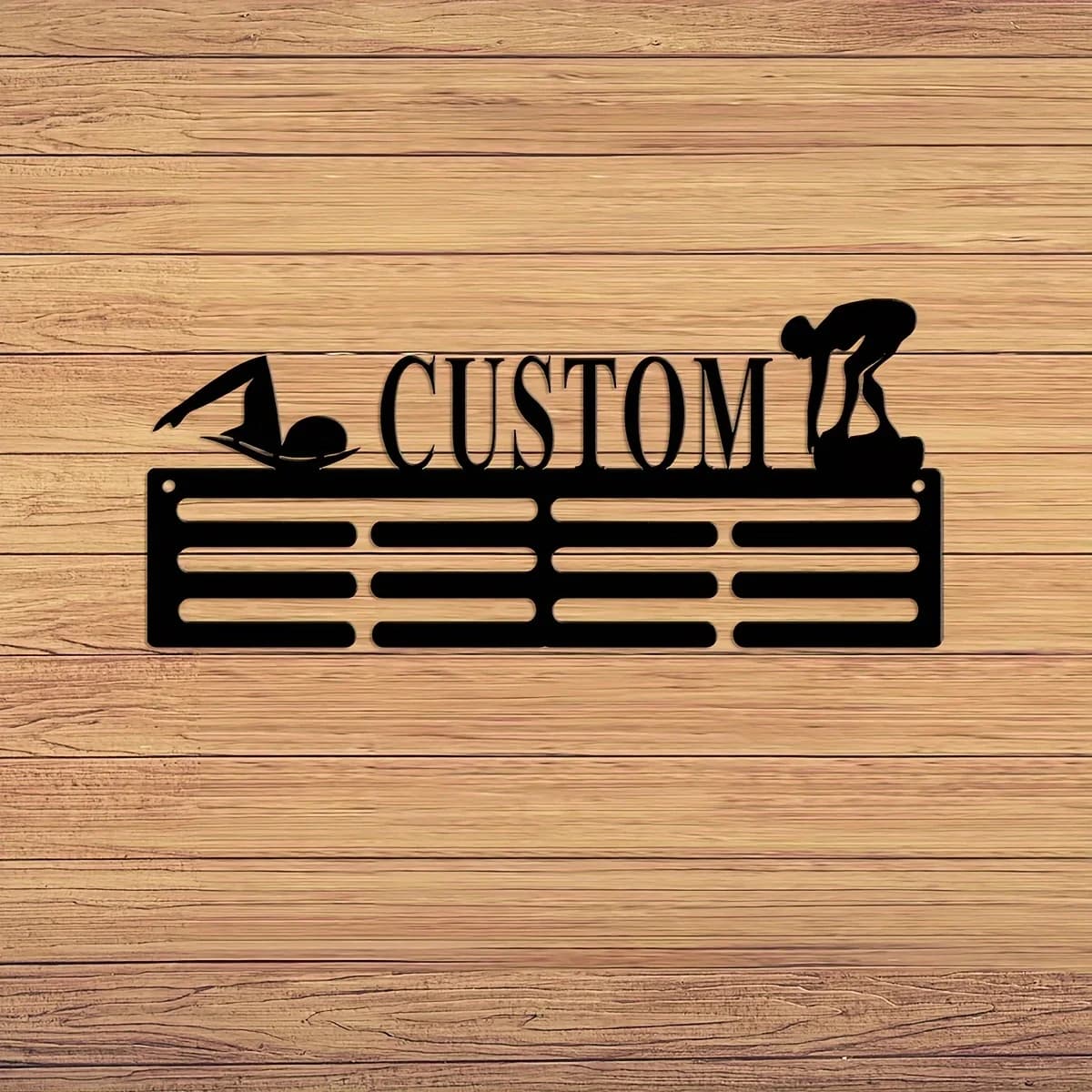 1pc Custom Swimming Metal Medal Hanger Holder,Personalized Football Number Medal Display Rack for Sports Awards,Home Decor Gift