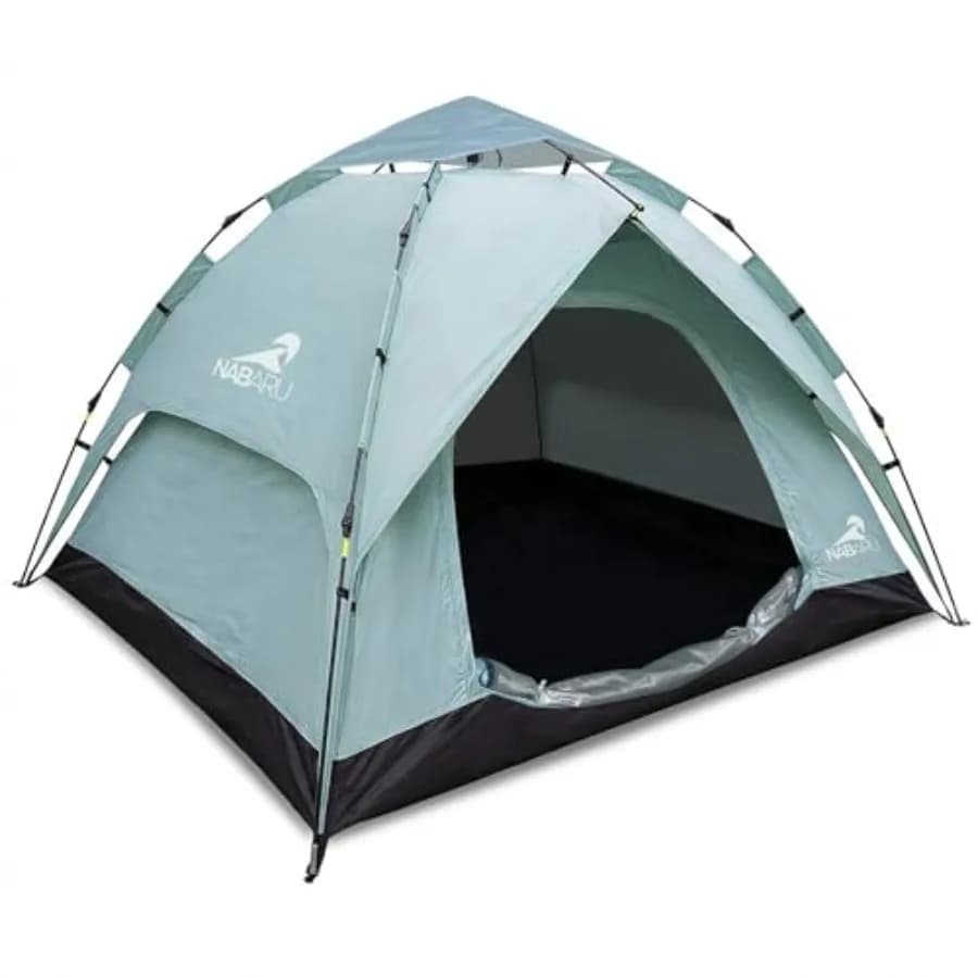 Tenda da Campeggio Automatica 3-in-1 Pop-Up per 4 Persone - Poliestere Impermeabile Ripstop con Protezione UV e Rivestimento Interno Argentato