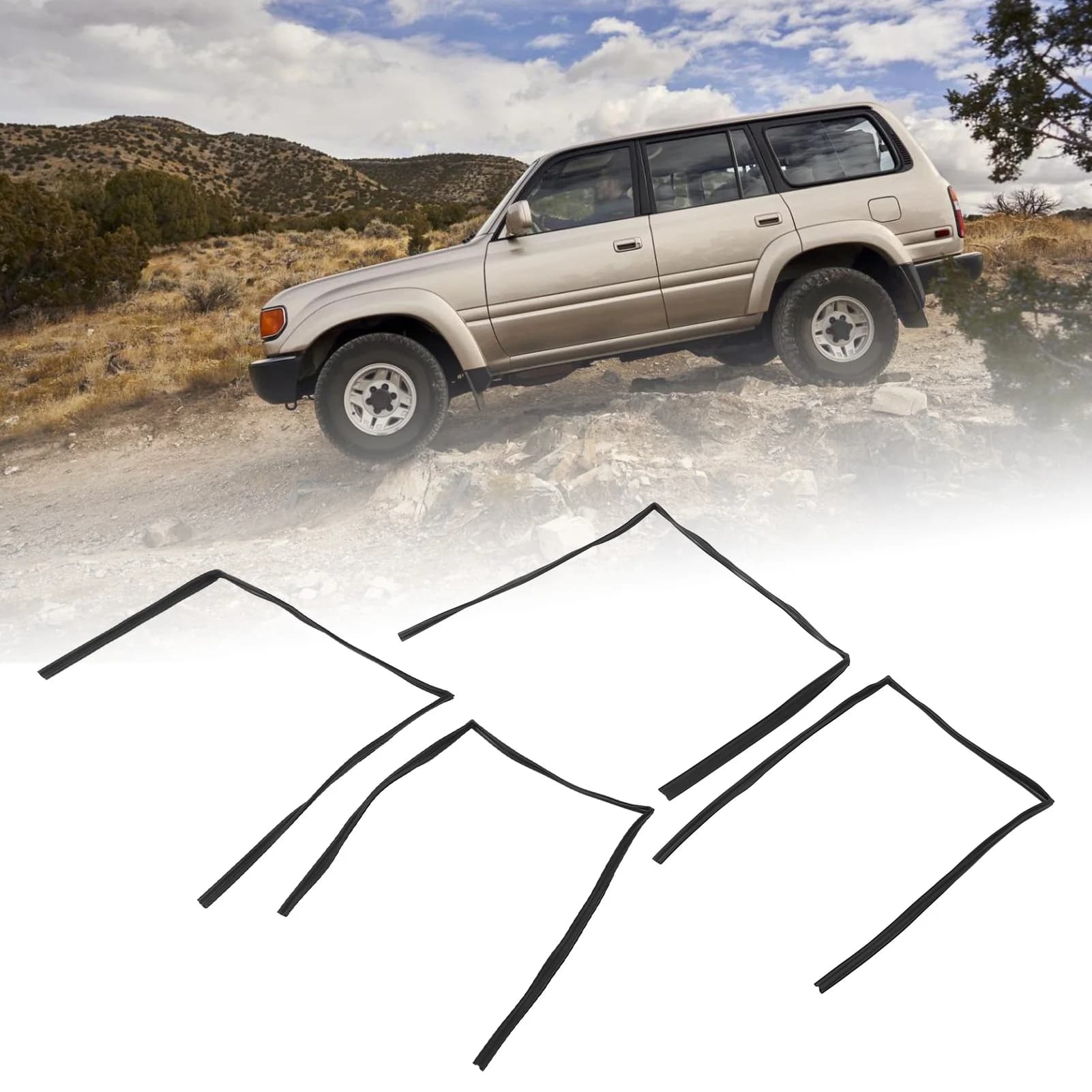 Guarnizione per modanatura finestre 68142‐60011 Resistente alle perdite Facile installazione Sostituzione in gomma flessibile per Land Cruiser FZJ80 FJ80