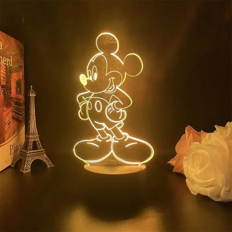 Merchandise Disney Mickey, simpatico supporto in acrilico luminoso, creativa luce notturna per camera da letto, decorazione, regalo.