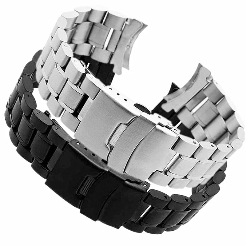 18 20 22 24mm 304L cinturino per orologio in acciaio inossidabile massiccio doppia pressione fibbia per orologio in metallo accessori per bracciale con strumento