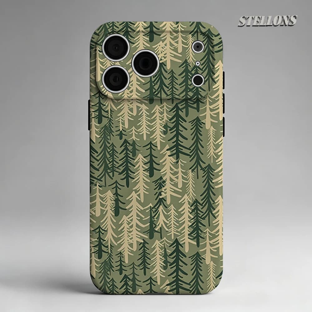 Custodia per telefono Minimal Pine Trees magnetica per iPhone 17 16 15 14 13 Pro Max Plus, custodia robusta a strato singolo/doppio