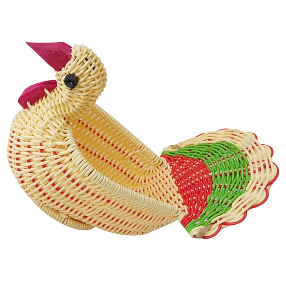 Cesto Intrecciato in PP Sicuro e Salutare a Forma di Pollo per Frutta, Verdura, Frutta Secca, Snack, Pane, Decorazione da Tavola e Contenitore per Conservazione