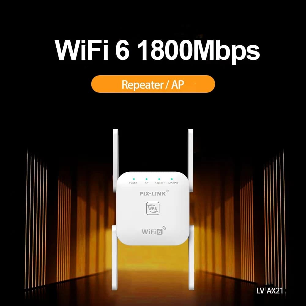 PIX-LINK 1800M WiFi6 Dual Band WiFi Ripetitore 5G/2.4G Wireless Range Extender Amplificatore di segnale Home Office AX21 Bianco