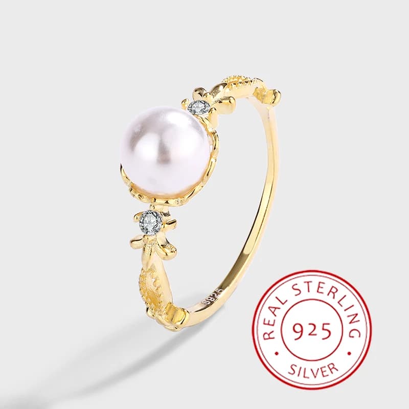 Gioielli regalo con anello di fidanzamento con perla rotonda geometrica ovale vuota in argento S925 autentico classico di moda