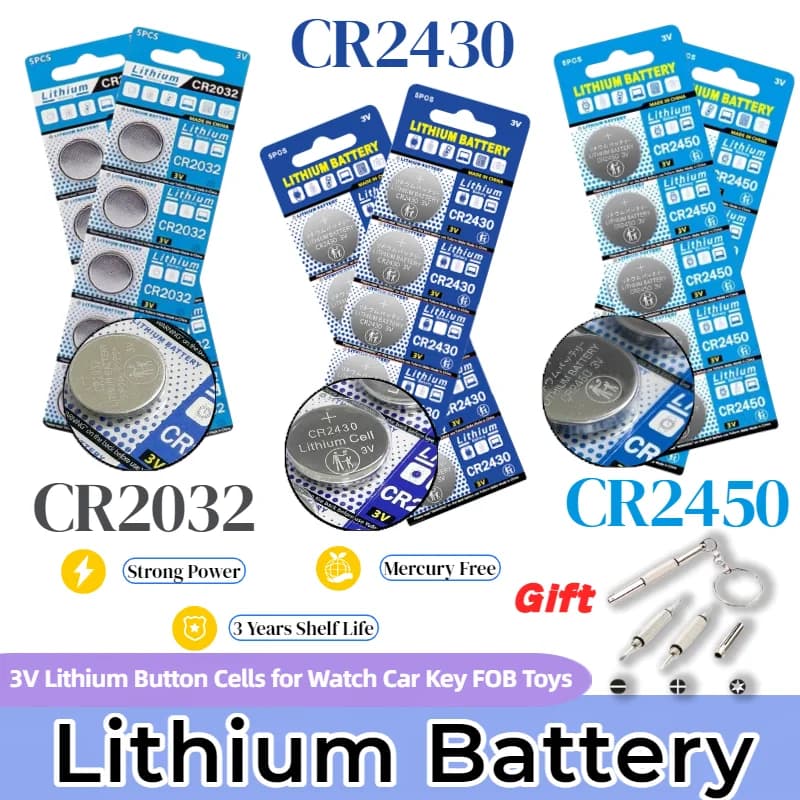 CR2032 CR2430 CR2450 Batterie a bottone al litio da 3 V per portachiavi auto, orologi, giocattoli, termometro, scheda madre, scala - Alta potenza