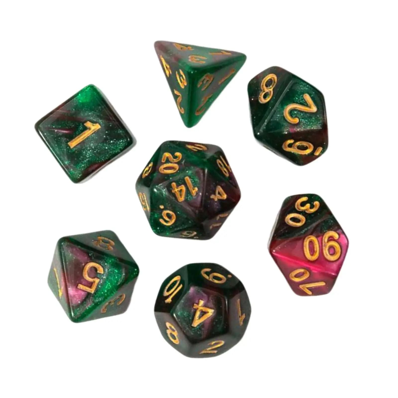 Set di dadi poliedrici in acrilico per serate di gioco, giochi di ruolo, insegnamento della matematica, giochi da tavolo, confezione di dadi colorati a più facce