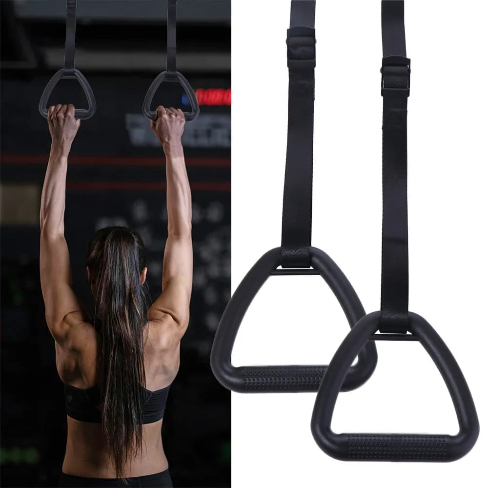 Non-Slip Gymnastic Rings Arm Strength Comfortable Pull up Handle Rings Adjustable Straps Workout Strength Training Ring