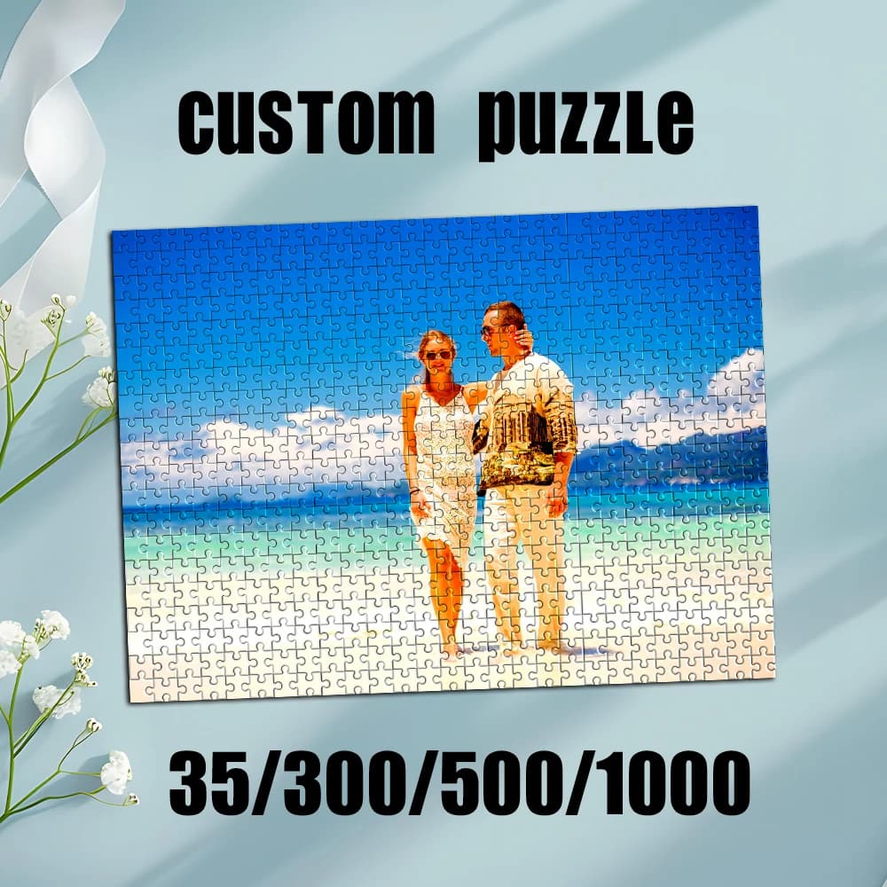 Puzzle Personalizzato con Foto di Coppia 35/300/500/1000 Pezzi, Giocattolo Fai-da-Te per Decorazione, Regalo da Collezione, Idea Regalo per Natale