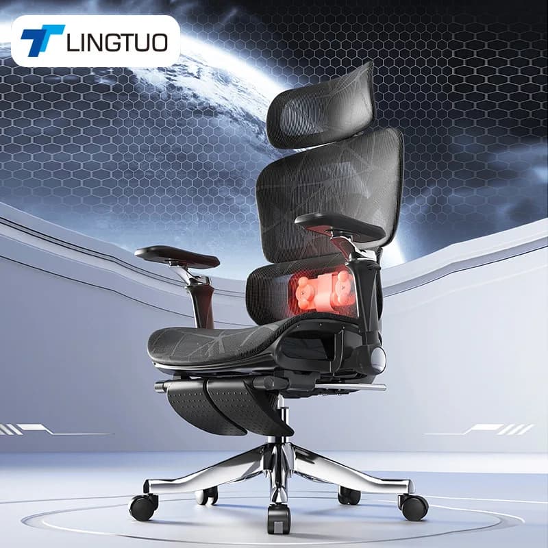 Sedia ergonomica, protezione per la schiena con massaggio, sedia da ufficio riscaldata, sedia da gaming con supporto per la postura seduta