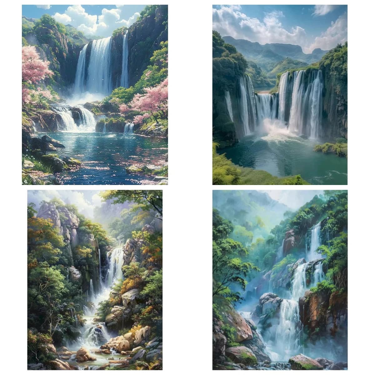 5D DIY Full Square&Round Diamond Painting Forest Waterfall Landscape Set Mosaic Art Home Decoration Gift for Living Room Bar