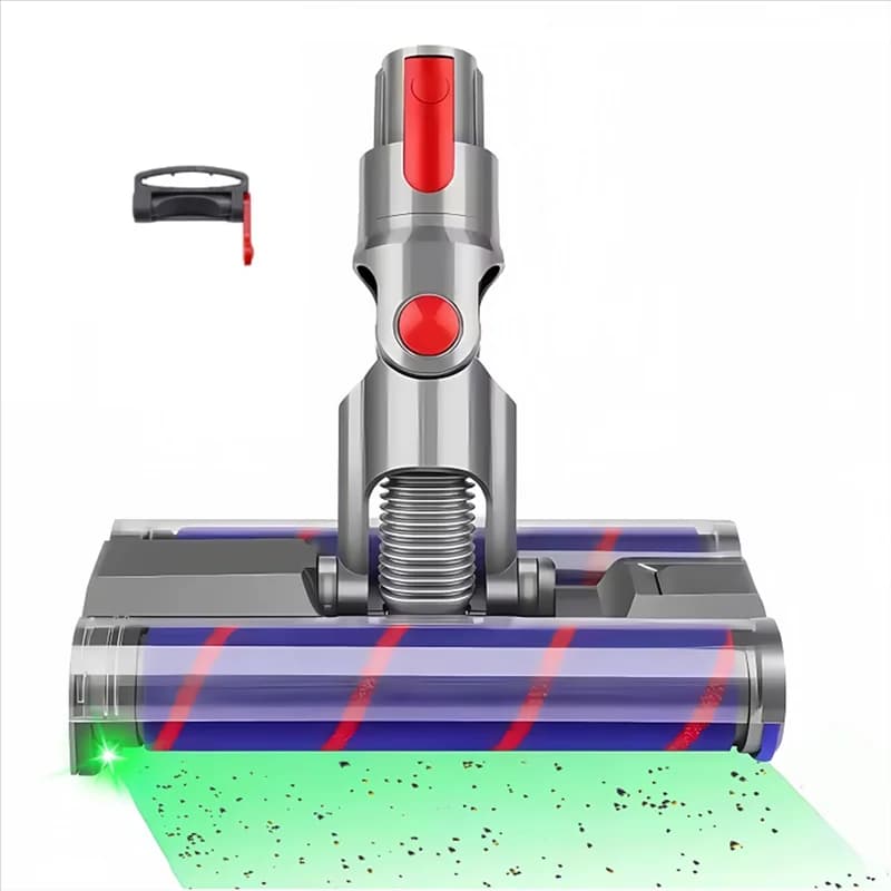 A38T-For Hard Floor Soft Dual Roller Rotating Brush Head For Dyson V7 V8 V10 V11 V15 Vacuum Attachments With Green LED Light