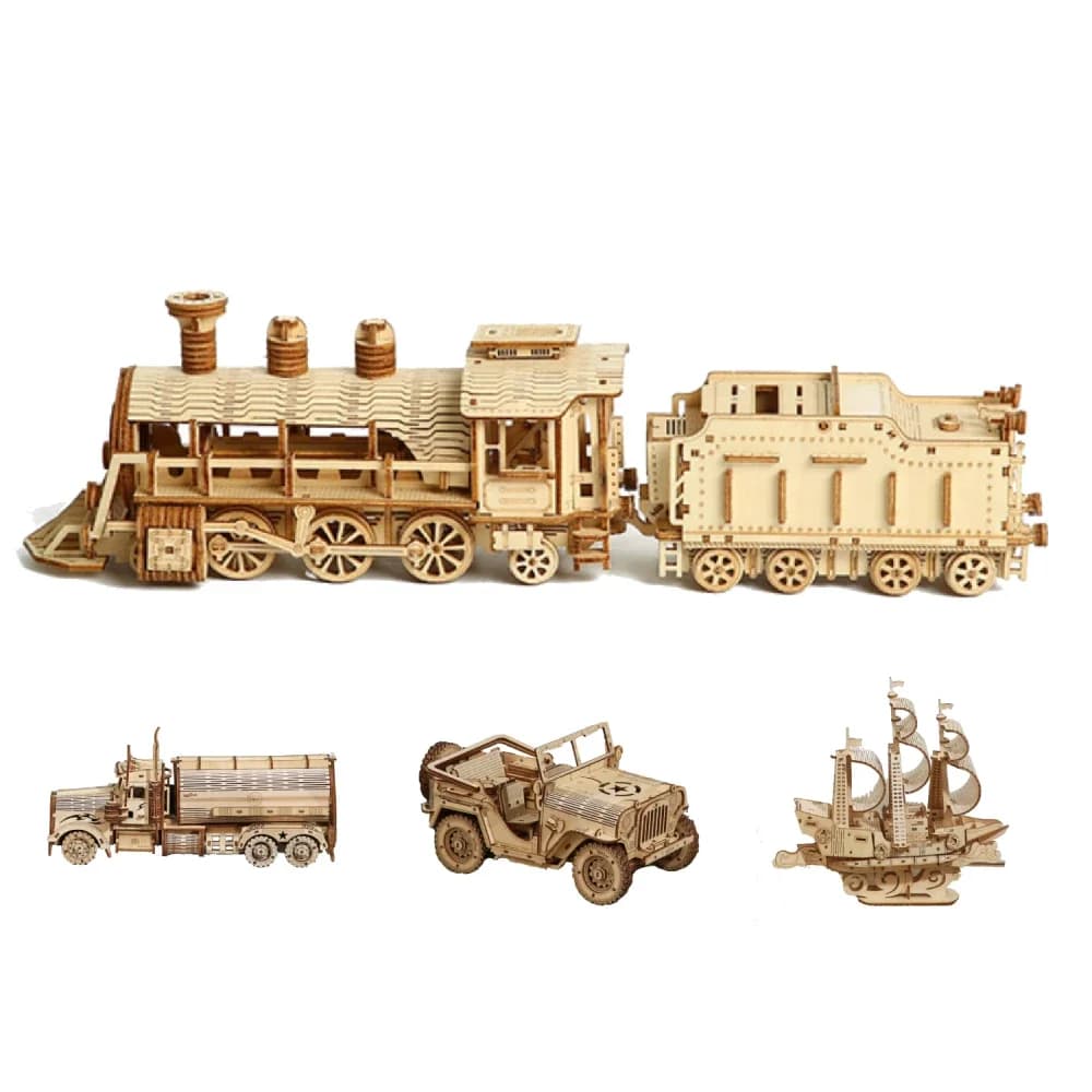 3D Legno Building Blocks Giocattoli Kit FAI DA TE Montessori Educativi Modello di Costruzione Set Camion Per Bambini Auto Navi Moto Puzzle Regalo