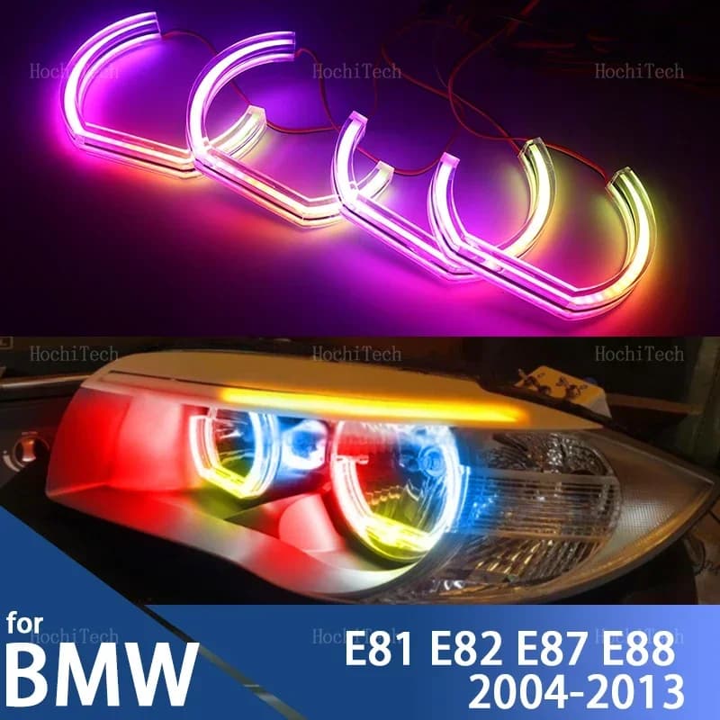 Per BMW Serie 1 E81 E82 E87 E88 2004-2013 RGB colorato Luce dinamica Angel Eyes Anelli Led APP controllo Indicatore di direzione