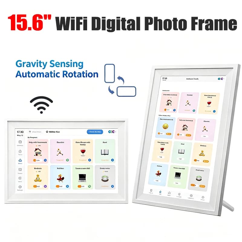 15.6 inch IPS Smart Touchscreen WiFi Digital Photo Frame Electronic Album Picture Timed Sleep Voice Reminder Function Good Gift