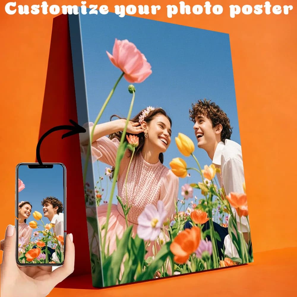 1 customized photo canvas, optional DIY wooden frame or frameless poster, wedding decoration, personalized customization