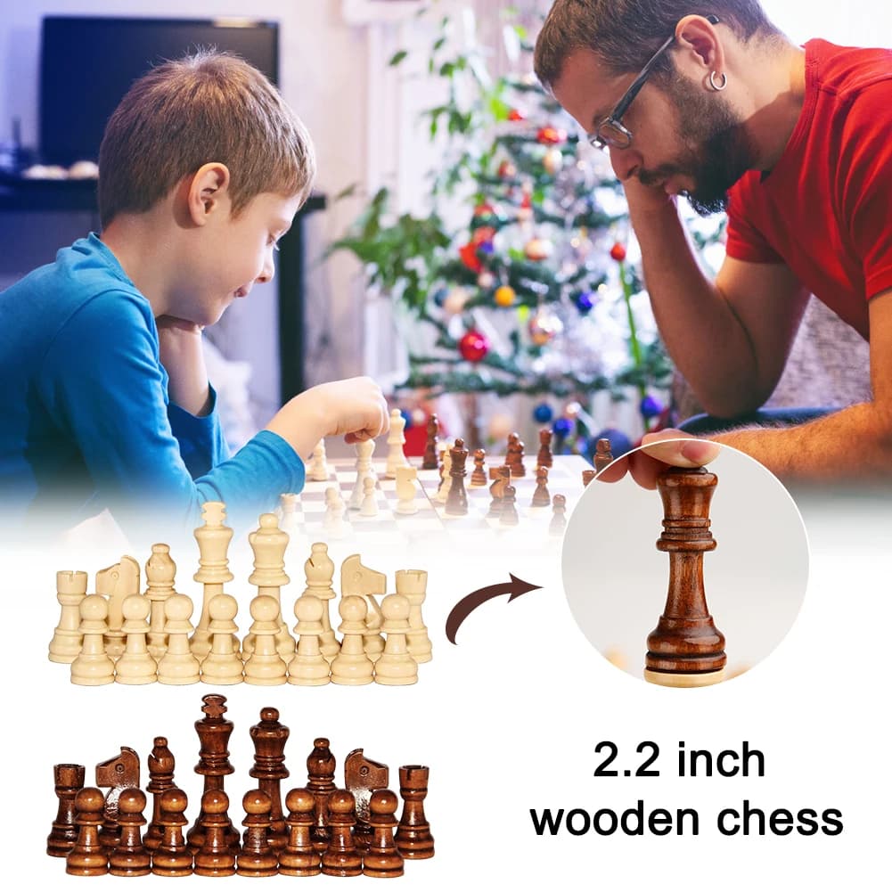 32 Pz/set Dama in Legno Gioco di Scacchi Standard Pawns 2.2in King Figure Figurine Pezzi Dama Scacchi wothout Scacchiera