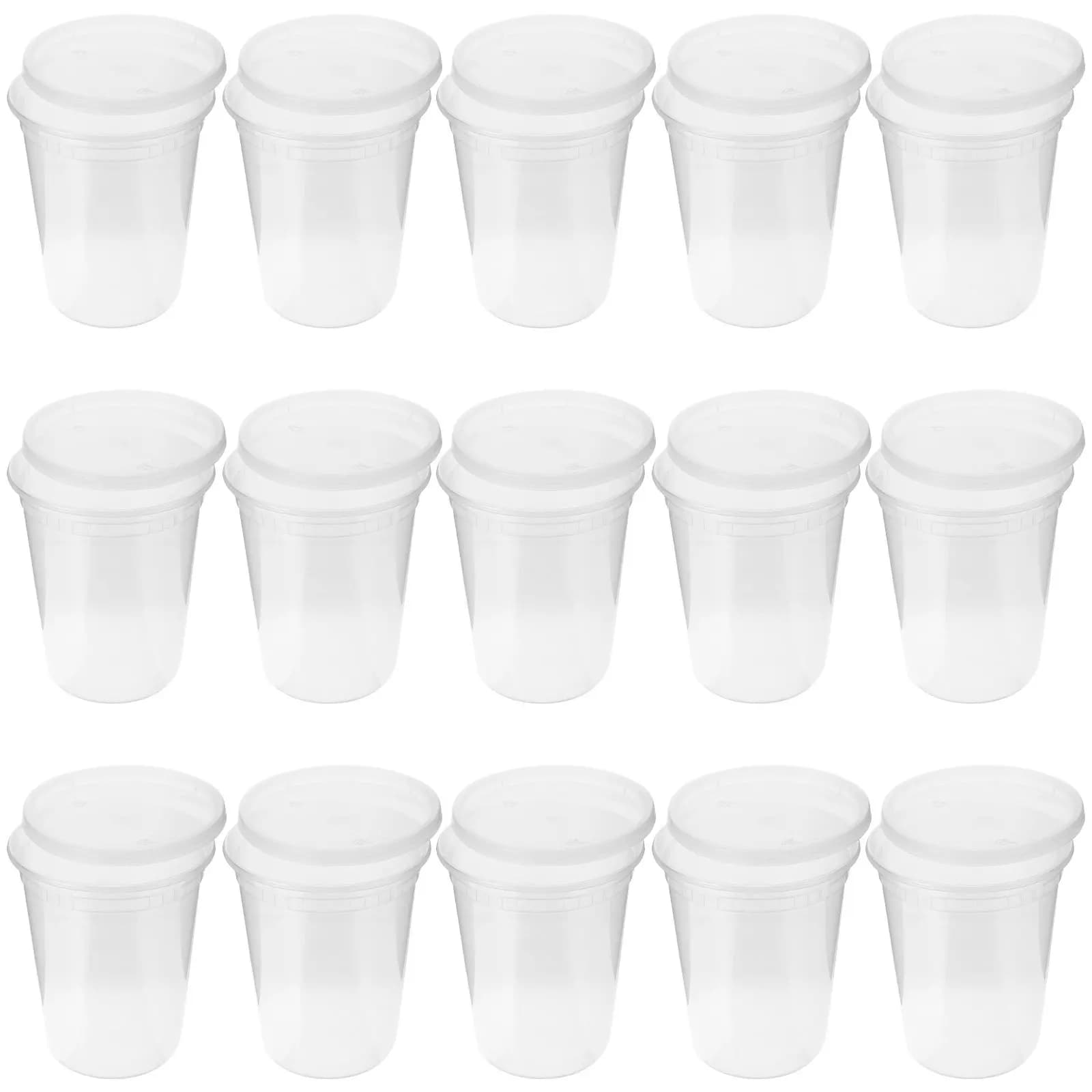 30Sets 32Oz Round Disposable Food Bowls with Lids Takeaway Soup Containers for Restaurants Home Office Events Banquet Wedding