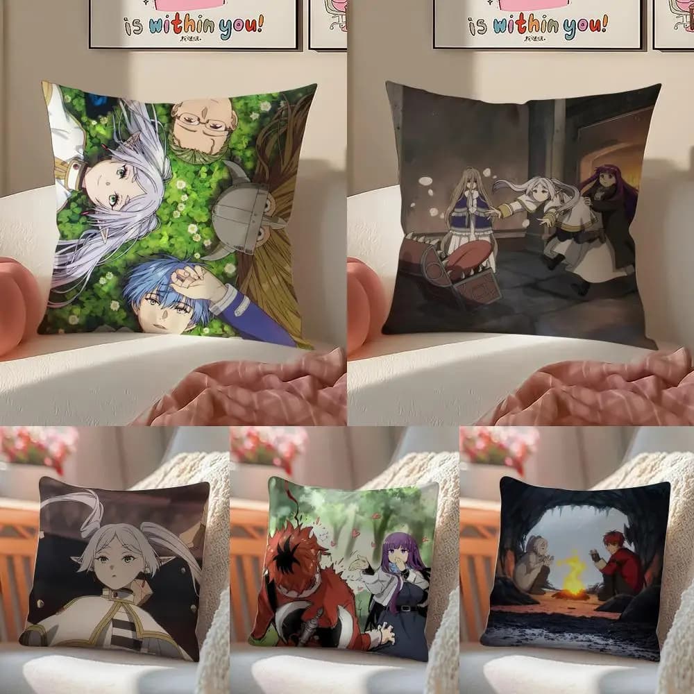 S-Sousou no F-Frieren pillow sheet, soft and in plush | Double-sided decorative cushion lining | Bedroom furniture and living room