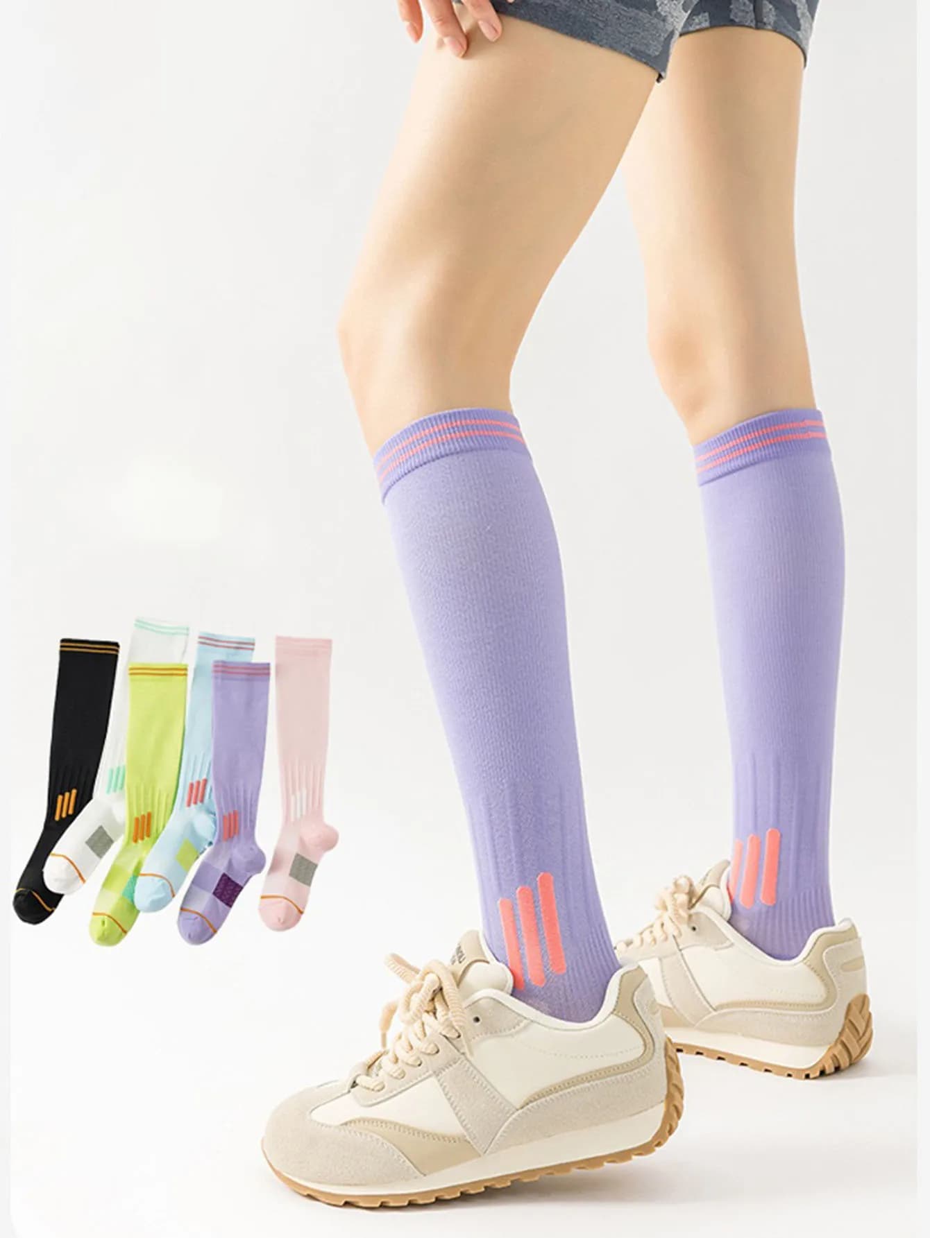 Women Compression Sports Socks Athletic Socks for Running Jump Rope Yoga Soccer Outdoor Workout