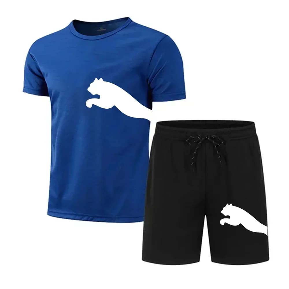 Abbigliamento sportivo da uomo traspirante e ad asciugatura rapida, un set da due pezzi di maglietta a maniche corte e pantaloni sportivi e un'estate casual