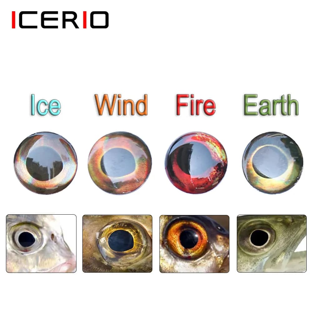 ICERIO 100PCS Holographic 3D 4D Fish Eyes For Fly Tying Streamer Mos Baitfish Wood Plastic baits Water Fishing Salt