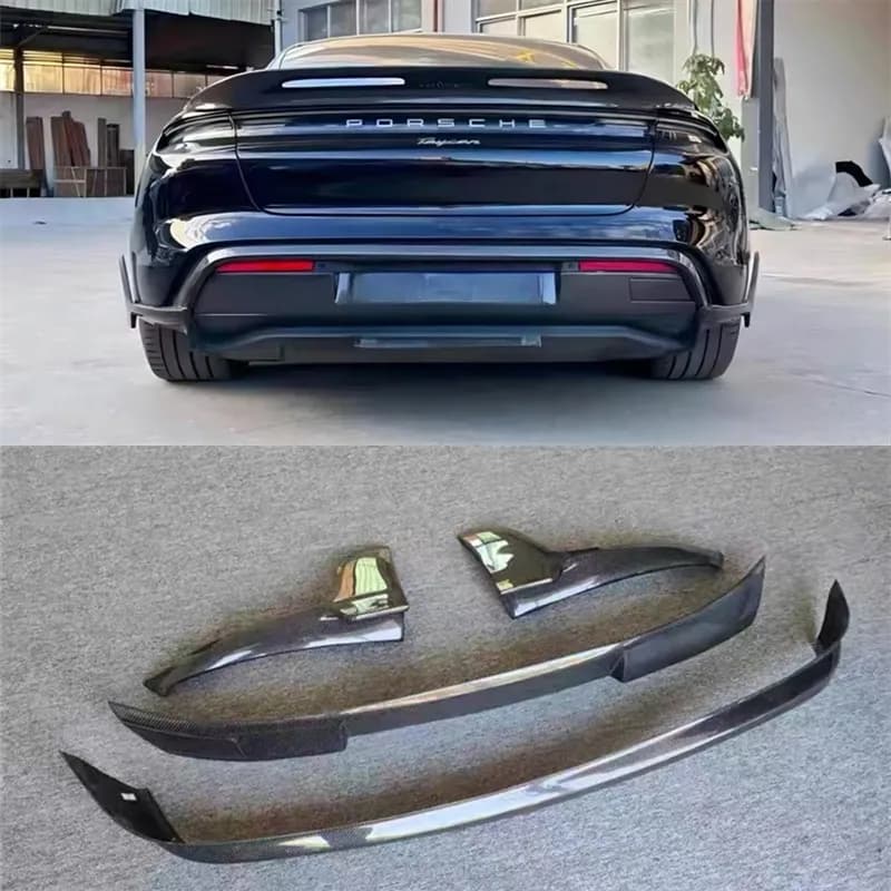 For Porsche Taycan Real Carbon Fiber Car Rear Bumper Lip Diffuser Baojiao Splitters Spoiler Back Car Accessories Body Kit