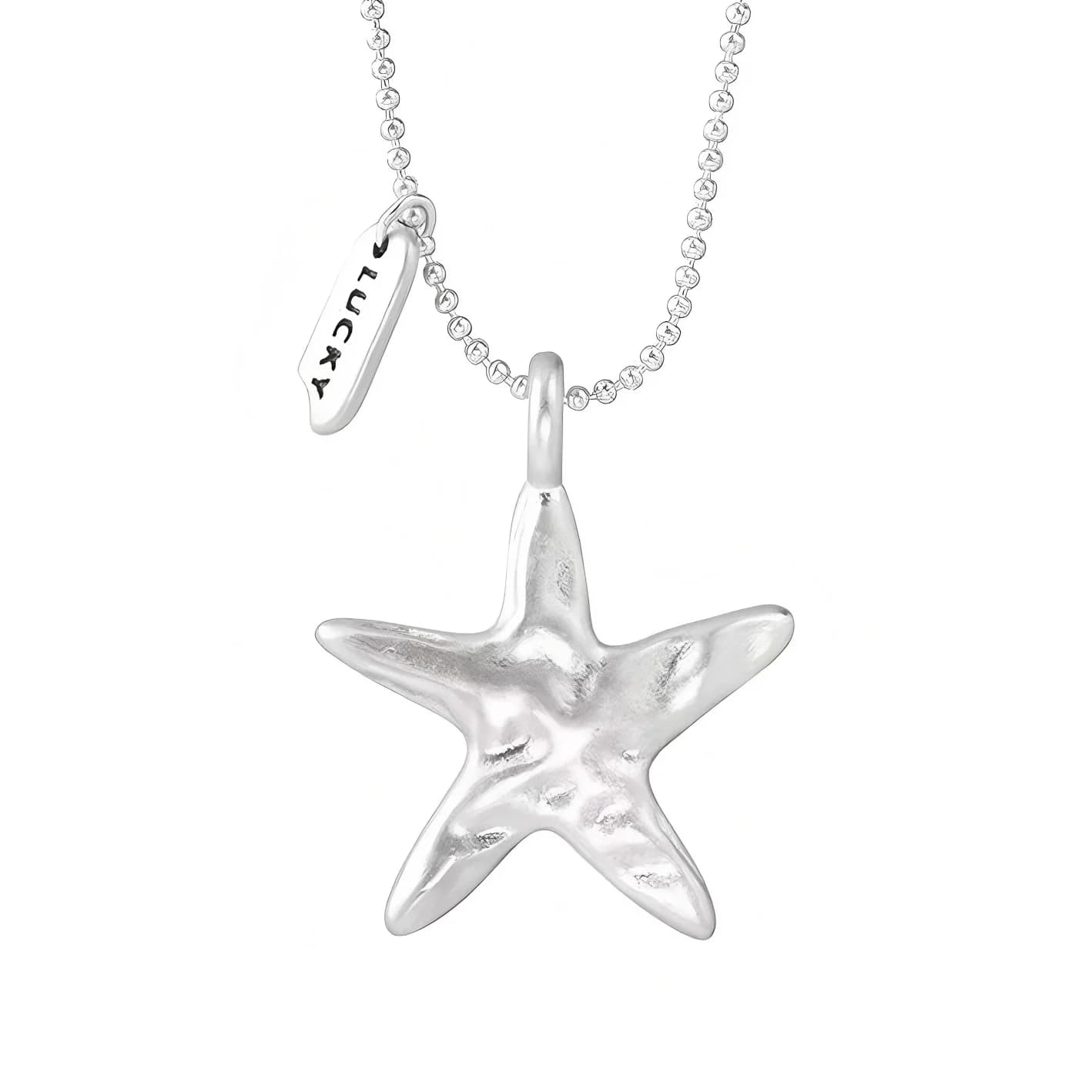 VENTFILLE 925 Sterling Silver Starfish Letter Necklace for Women Frosting Irregular Pendant Lucky Jewelry Gift Dropshipping