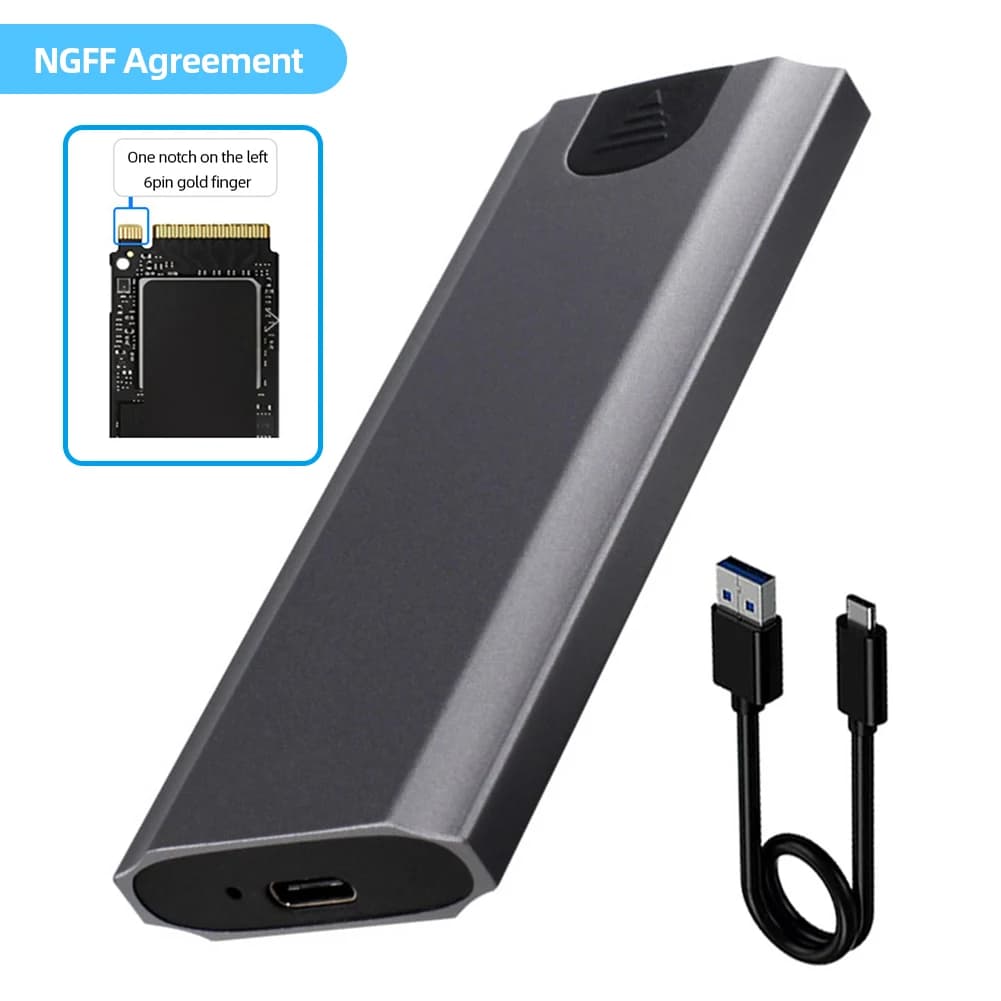 Adattatore SSD esterno da M.2 a USB tipo C 3.1 Supporto per scatola SSD a doppio protocollo NVME/NGFF senza attrezzi per WindowsmacOS/Android/HaemonyOS