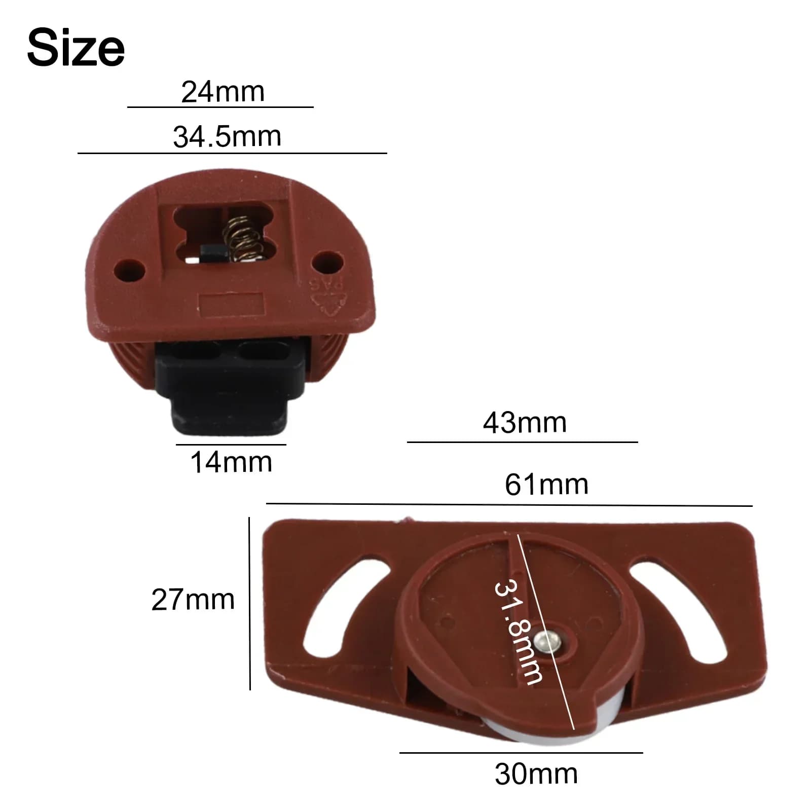 4/8 paia di ruote dentate per porta scorrevole per armadio e guida per porta scorrevole Rullo per armadio per mobili Marrone (ruota bianca) Plastica PA, nylon