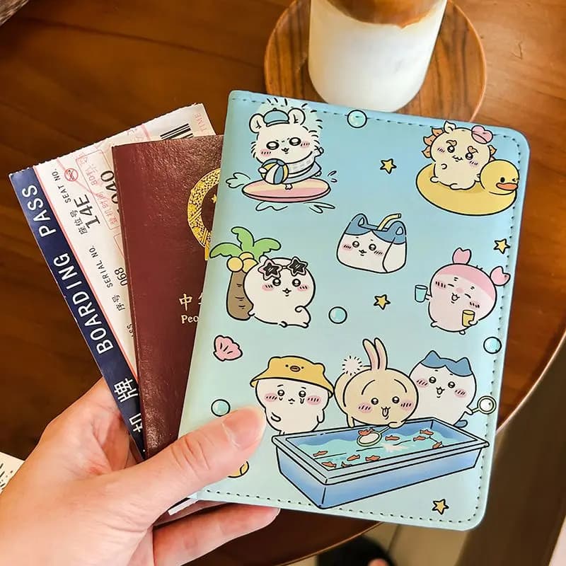 NEW Chiikawa Momonga Passport Cover Cartoon Hachiware Passport Holder Multifunctional Card Wallet Case Portable Travel