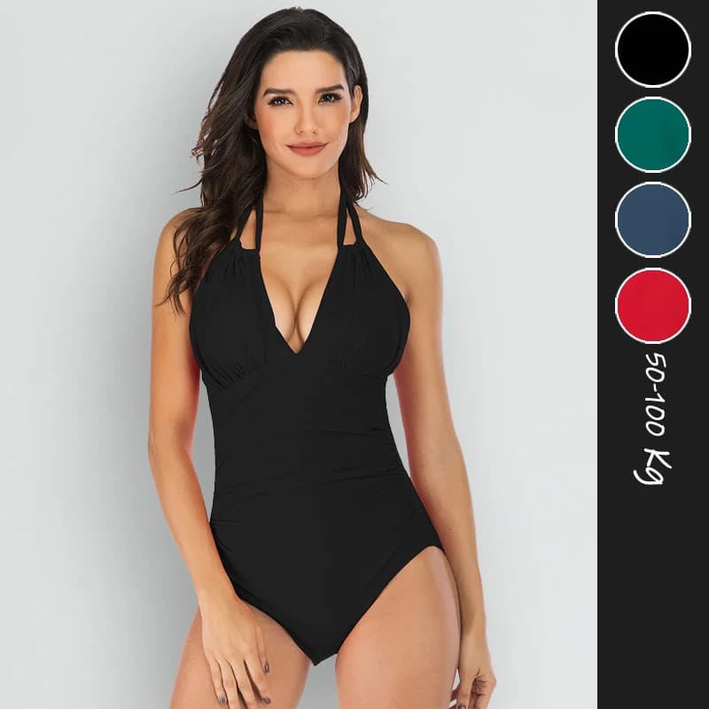 2026 New Sexy Slimming One-Piece Swimsuit Large Size Women Conceal Meat Conservative Black 200 Pounds Hot Spring