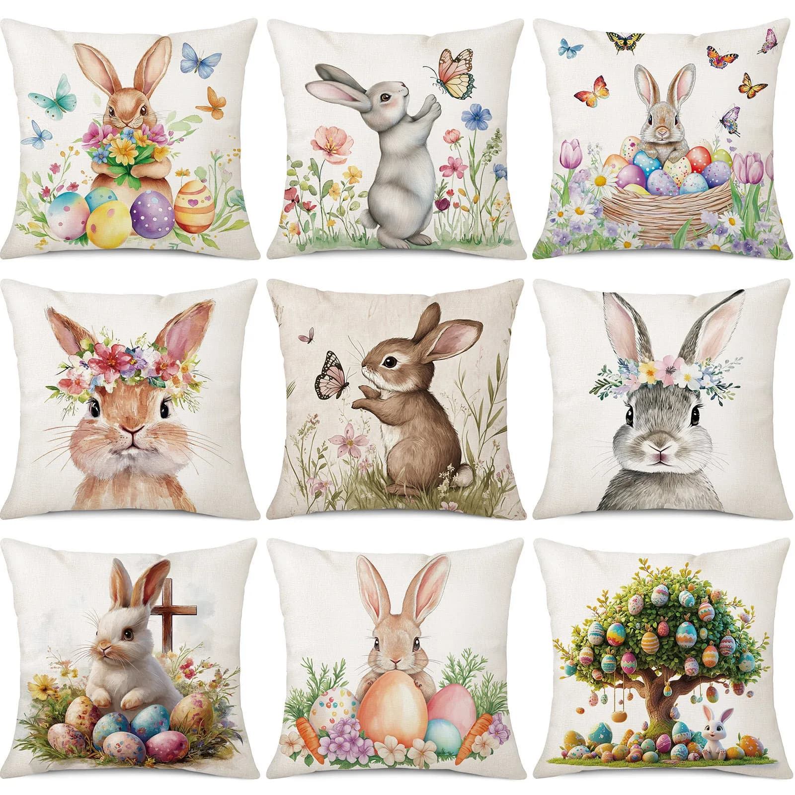 VIKAMA Easter Decoration Throw Pillow Cover, Easter Home Accessories Cushion Cover, Bedroom And Living Room Sofa Pillow Cover