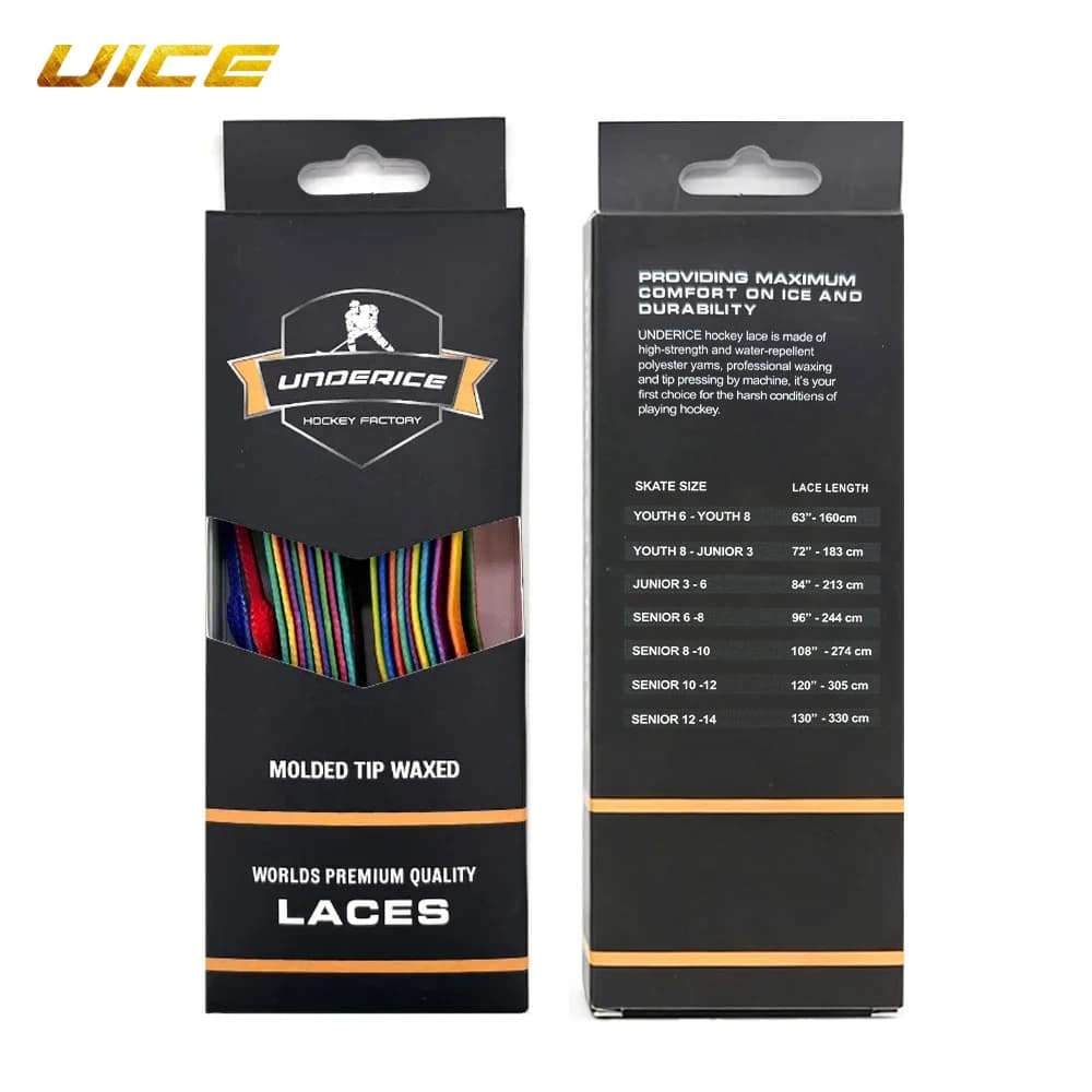 UICE Hockey Skate Lacci Accessori per hockey 72 84 96 108 120 130 pollici Doppio strato treccia rinforzata punta cerata Design Hockey su ghiaccio Skate