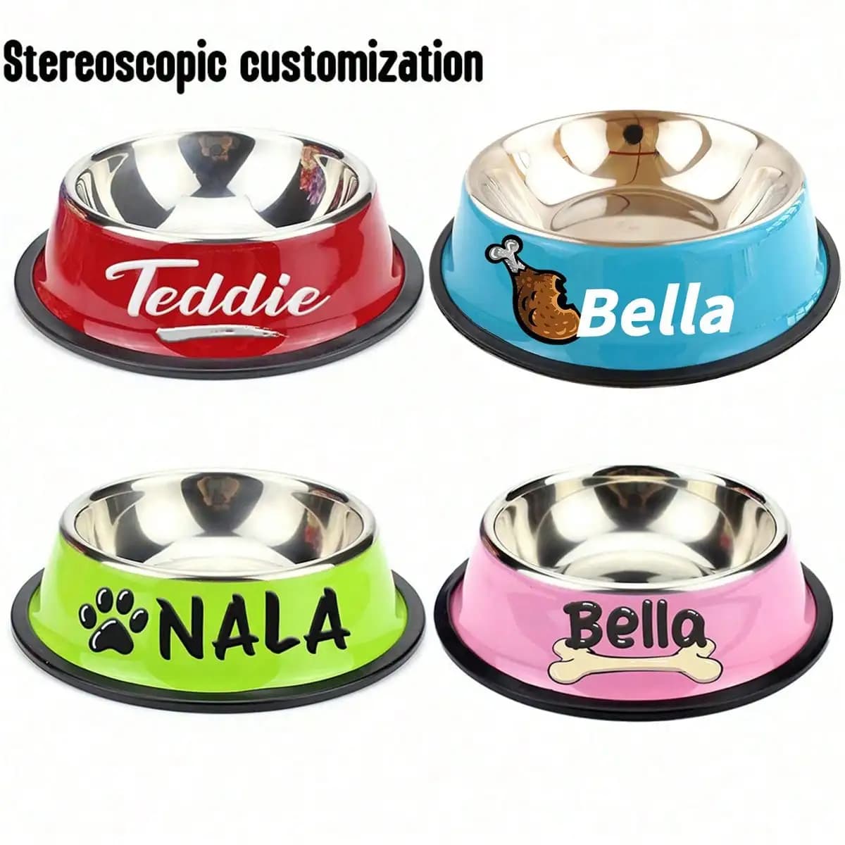 Ciotola Multifunzionale per Cibo e Acqua per Animali Domestici con Nome Personalizzato Stampato Design Stabile Antiscivolo
