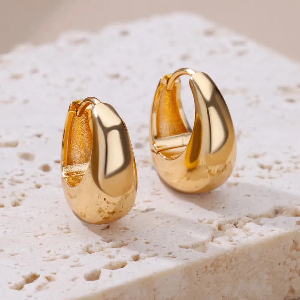 Gold Color Hoop Earrings for Women Oval Circle Stainless Steel Earrings Trend 2025 Femme Elegant Piercing Ear Jewelry aretes