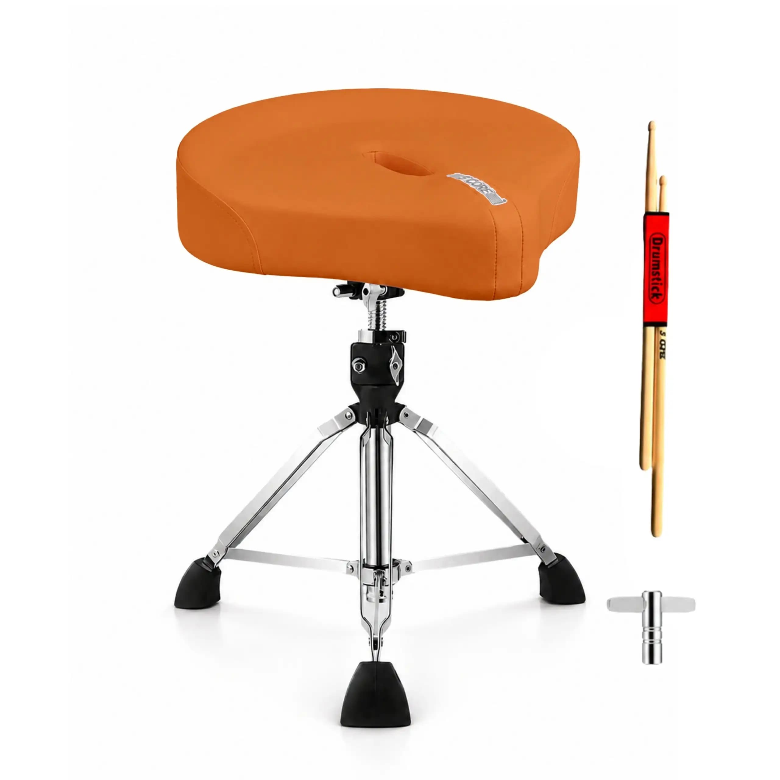5 Core Drum Throne Padded 4" Ergonomic Drummer Stool Swivel Adjustable Caramel Brown